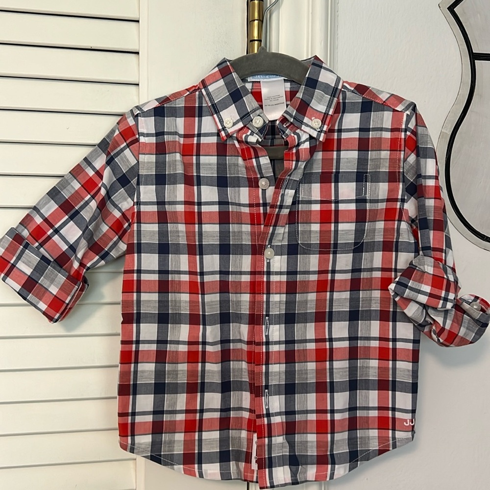 Janie and Jack plaid button up shirt - 18-24 months